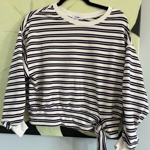 Kensie Blue, Pink and White Striped Sweatshirt